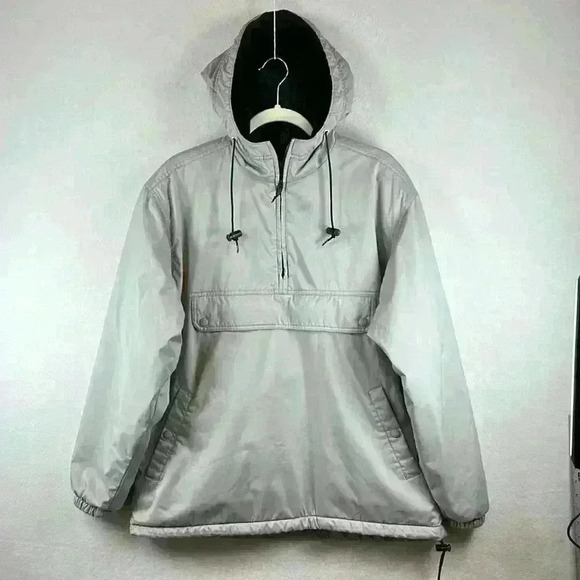 J Crew Sport Hooded Jacket Men's Sz Small Gray 1/4 Zip Pullover Fleece Lined - Picture 1 of 12